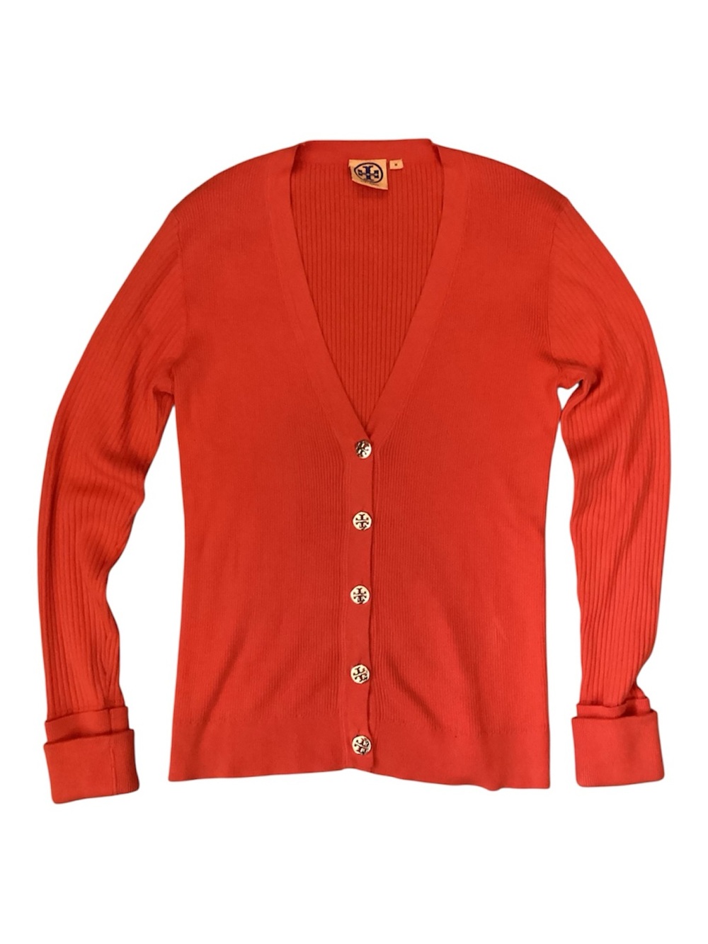 Tory Burch Simone V-Neck Button Ribbed Cardigan - Picture 3 of 6